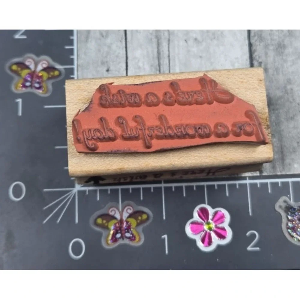 Wishing Sunshine Flowers Wonderful Day Double Sided Rubber Stamp Wood #M15